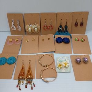 Mixed Earrings Lot 15 Pairs Pierced Statement Stud Retro Boho Hoop Rhinestone